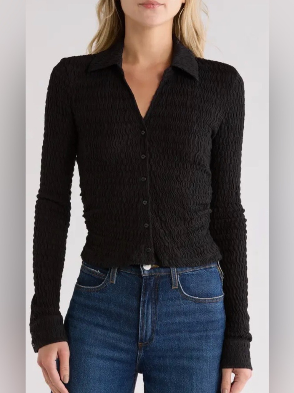NWT $150 WOMENS 10 MEDIUM (bust 40”) ALLSAINTS CONNIE TEXTURED KNIT SHIRT TOP